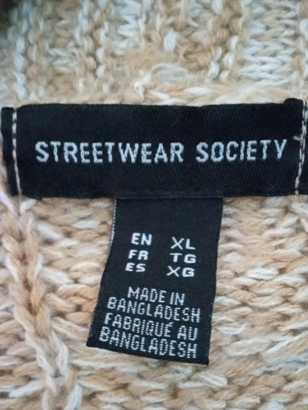 Streetwear Society Brown Chunky Cable Knit Marbled Knit Cardigan XL